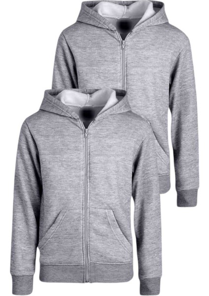 Çocuk Unisex Pamuklu Kapüşonlu Fermuarlı Sweatshirt 2'li Set fiyatları
