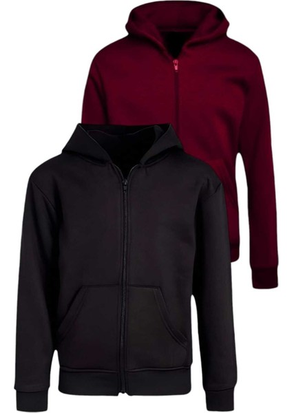 Çocuk Unisex Pamuklu Kapüşonlu Fermuarlı Sweatshirt 2'li Set fiyatları