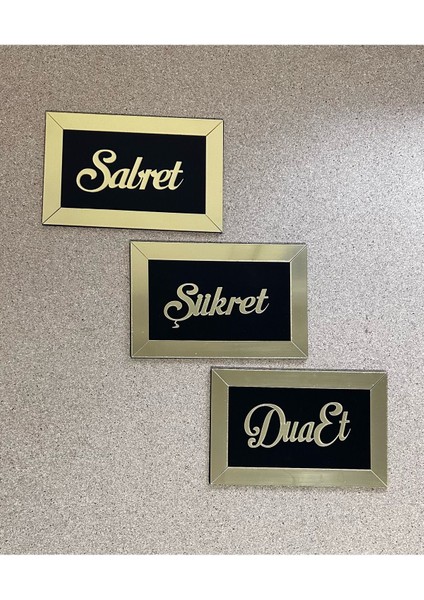 Sabret Şükret Dua Et 3'lü Tablo Seti Duvar Süsü 20 x 13