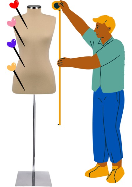 Ekonomik 36-46 Beden Arası Dik ve Yatay Iğne Batabilen Sünger Metal Ayaklı Terzi Mankeni E2 fiyatları