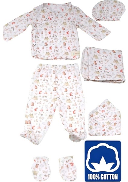 Bebek Yenidoğan Müslin Kumaş % 100 Organik Pamuklu Unisex Hastane Çıkışı 6'lı Set