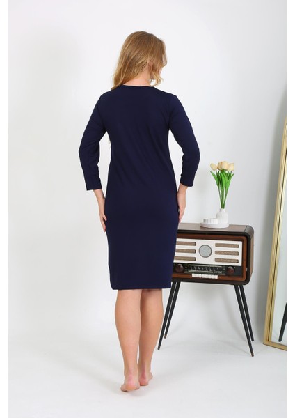 Pamuk Ev Elbisesi Tunik Gecelik Lacivert 13132 modelleri