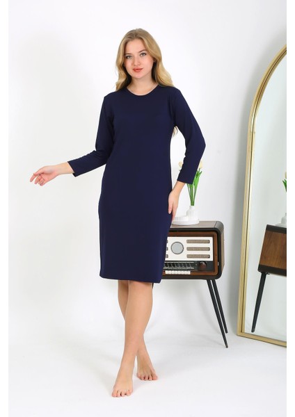 Pamuk Ev Elbisesi Tunik Gecelik Lacivert 13132 fırsatları