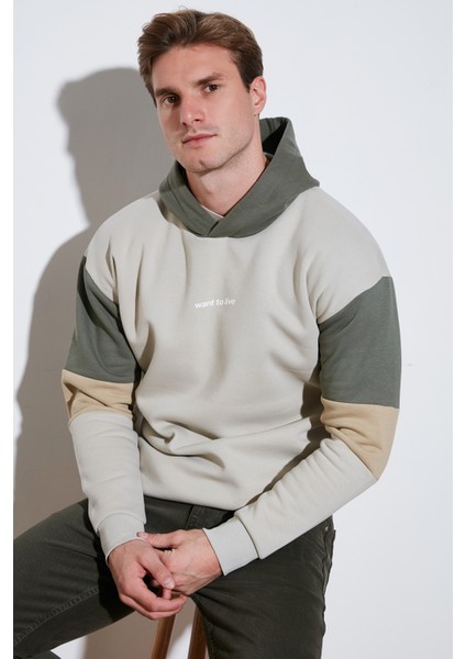 Pamuklu Relaxed Fit Kapüşonlu İçi Tüylü Yumuşak Şardonlu Sweat Erkek SWEAT 5905299