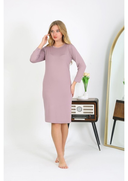 Pamuk Ev Elbisesi Tunik Gecelik Pudra 13132