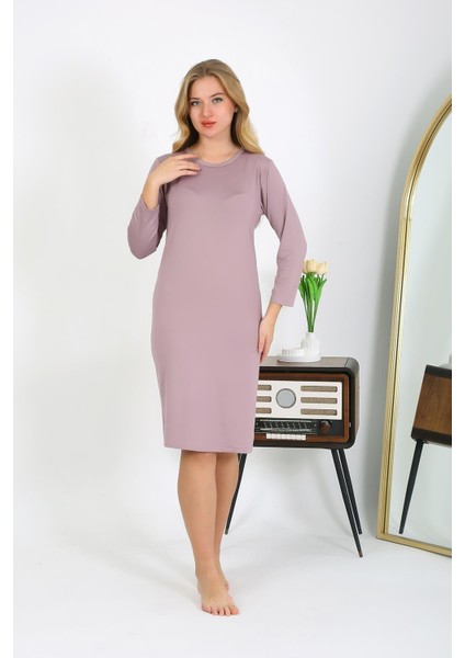 Pamuk Ev Elbisesi Tunik Gecelik Pudra 13132 modelleri