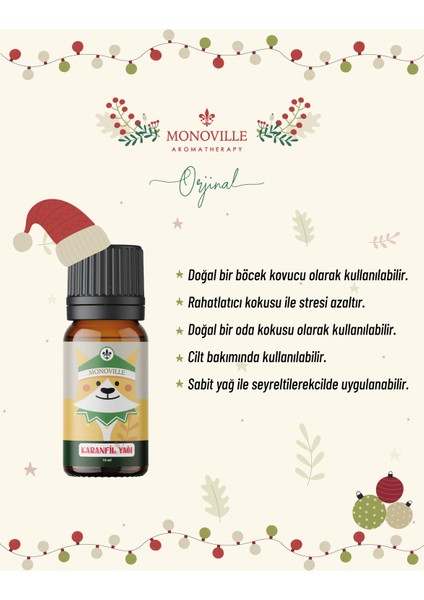 Monoville Karanfil Uçucu Yağı % 100 Saf Ve Doğal Yeni Yıl 10 ml fiyatları