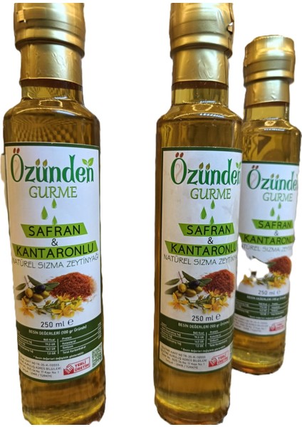 Safran & kantaron İçerikli Gurme Sızma Zeytin yağ, Şifa Kaynağı Yeni Lezzet 250ml