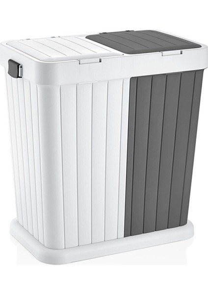 Mega Twins İki Bölmeli Kirli Çamaşır Sepeti Banyo Çamaşır Sepeti Renkliler ve Beyazlar 80 Lt