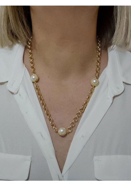 14K Mikron Altın Kaplama Incili Vintage Kolye fiyatları