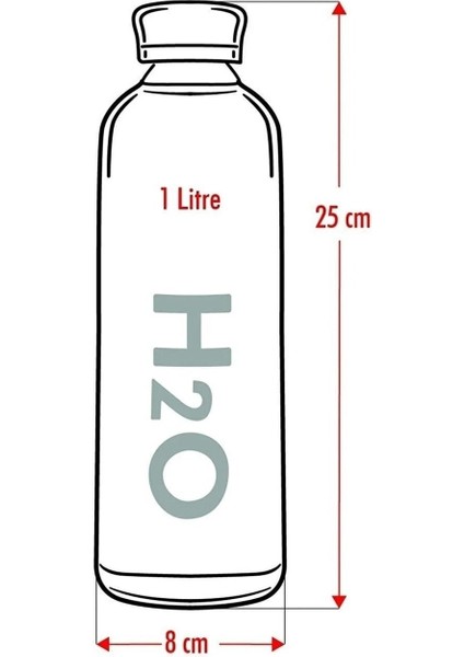 Borosilikat Cam Matara 1 Litre Siyah H2O81001