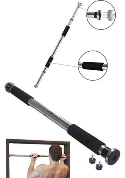 Tekno Trust Barfiks Çubuğu 60-100 cm Çift Süngerli Ayarlanabilir Barfiks Çekme Demiri Barfiks Aleti