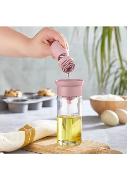 Hazneli Silikon Yağlık Sos ve Yumurta Fırçası Toz Pembe