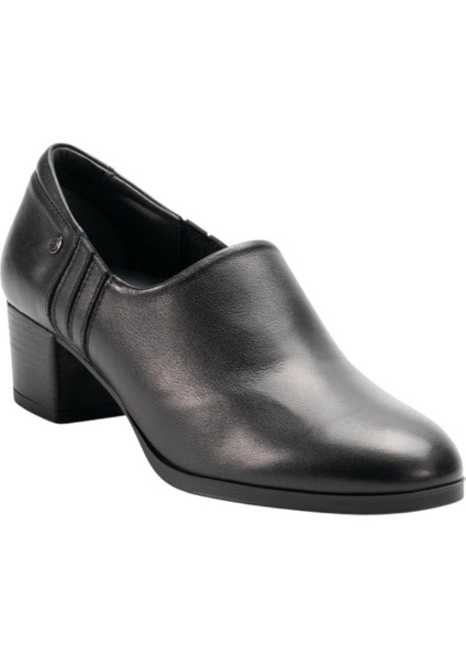 53411-G Delux Siyah Kadın Comfort Deri Ayakkabı