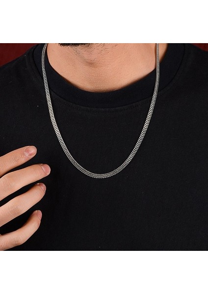 Gümüş Erkek Zincir Kolye 925 Ayar Gümüş Çift Sıra Oksitli Erkek Zinciri modelleri