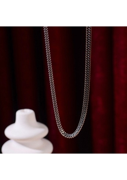 Gümüş Erkek Zincir Kolye 925 Ayar Gümüş Çift Sıra Oksitli Erkek Zinciri fırsatları