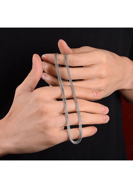 Gümüş Erkek Zincir Kolye 925 Ayar Gümüş Çift Sıra Oksitli Erkek Zinciri indirimleri