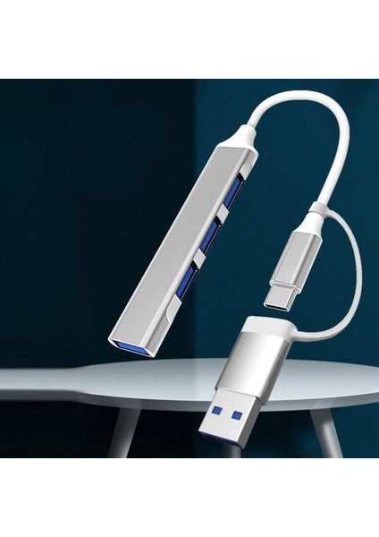 4 Port&amp;apos;lu Bağlantı Istasyonu Ultra Ince USB Bölücü Type-C Tipi Çoklu Arayüz Adaptörü Multi USB Çoklayıcı