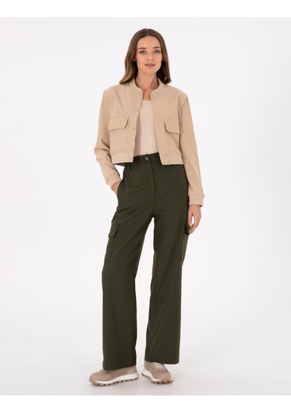 Kadın Bej Crop Top Ceket 50290807-VR011
