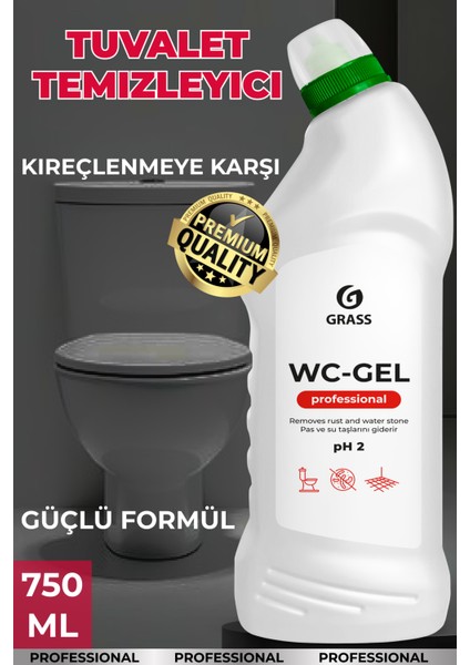 Wc-Gel Professional Tuvalet Temizleyici ve Ağır Kirler Için Klozet Temizlik Ürünü 750 ml