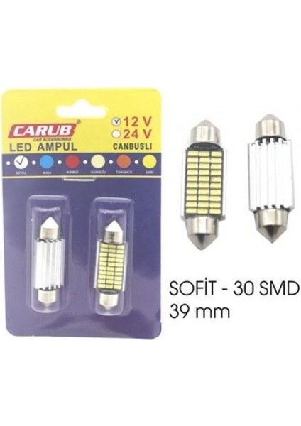 Ampul Sofit 12V 6W 30SMD Met 39MM Beyaz Canbus 13