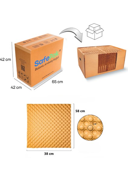 - Kraft Balonlu Kağıt Patpat, Balonlu Yerine Kağıt Patpat Kullan, Hızlı Paketleme, 600 Yaprak, 58x38 cm, 360 Metre, Hazır Kesilmiş Kağıt Patpat, Kesme Derdine Son! SafePak