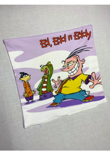 Cartoon Network Ed,Edd And Eddy Desenli Dekoratif Dijital Baskılı Kırlent Kılıfı ve Yastık