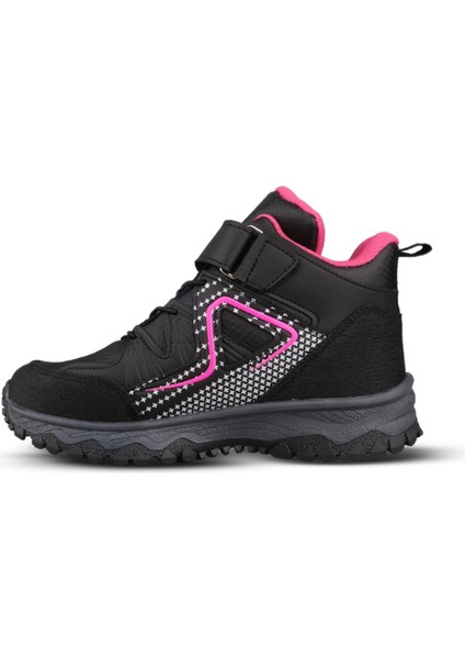 Büyük Kız Çocuk Elastic Laces Siyah-Pembe Outdoor Bot