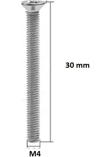 M4 x 30 mm Matkap Uçlu Yhb Vida - 20 Adet