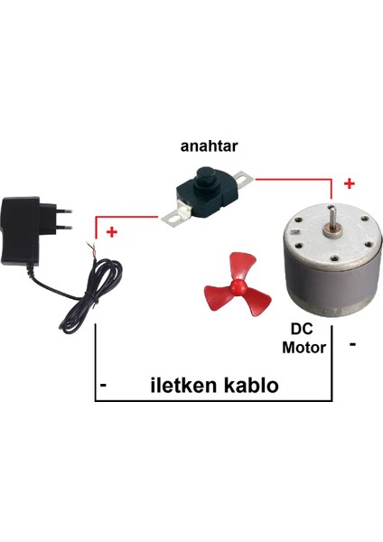 Adaptörlü Anahtarlı Basit Motor Deney Seti - Öğrenci Elektrik Devresi