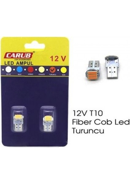 Ampul 12V T10 Fiber Cob Park LED Turuncu 13