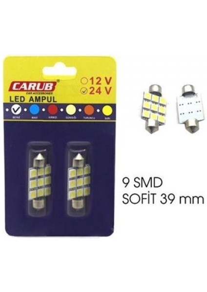 Ampul 12V 9led Sofit Smd 39MM Beyaz 13