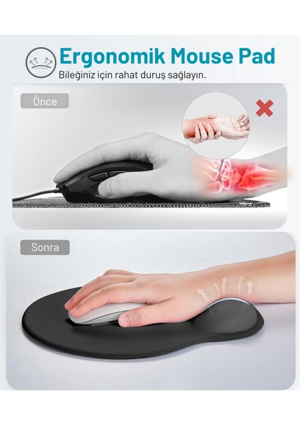 Bilek Destekli Ergonomik Rahat Konforlu Mouse Pad