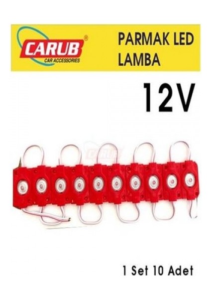 Lamba 12V Mercekli Parmak 1set 10 Adet Kirmizi 13