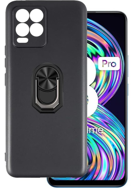 Realme 8 Pro Kılıf Kamera Korumalı Yüzüklü Kickstand Mat Kapak