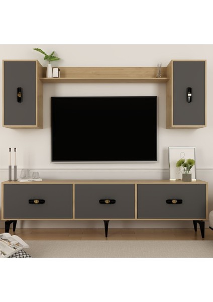 Hiraa 180 cm Tv Ünitesi Takımı Safirmeşe-Antrasit