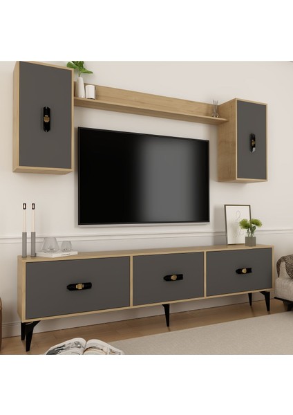 Hiraa 180 cm Tv Ünitesi Takımı Safirmeşe-Antrasit