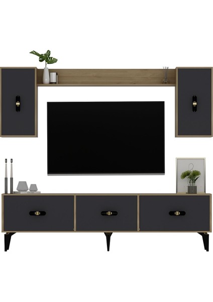 Hiraa 180 cm Tv Ünitesi Takımı Safirmeşe-Antrasit