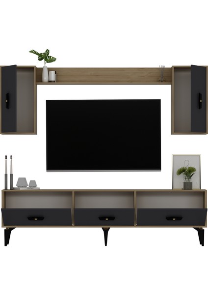 Hiraa 180 cm Tv Ünitesi Takımı Safirmeşe-Antrasit