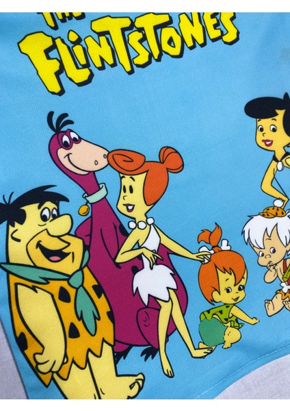 Nostaljik Çizgi Film The Flintstones (Çakmaktaşlar) Desenli Dekoratif Dijital Baskılı Kırlent Kılıfı ve Yastık