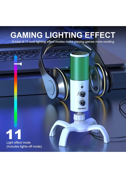 Rgb Işıklı USB Kondansatör Oyun Mikrofonu