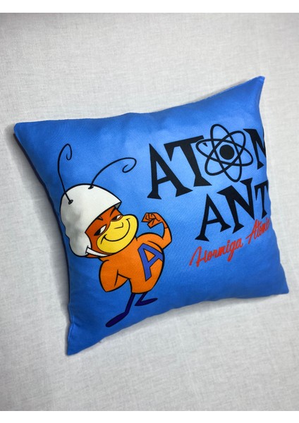 Atom Karınca Desenli Dijital Baskılı Kırlent Kılıfı ve Yastık