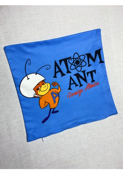Atom Karınca Desenli Dijital Baskılı Kırlent Kılıfı ve Yastık