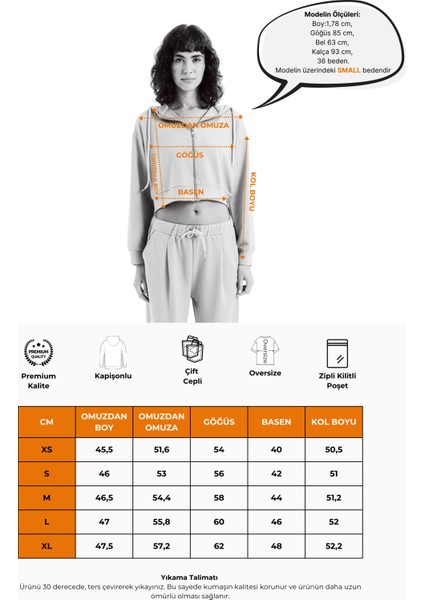 Crop Kapüşonlu Fermuarlı Siyah Kadın Sweatshirt - Atria modelleri