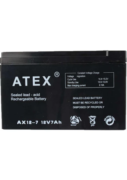 AX-12V 7AH Bakımsız Kuru Akü