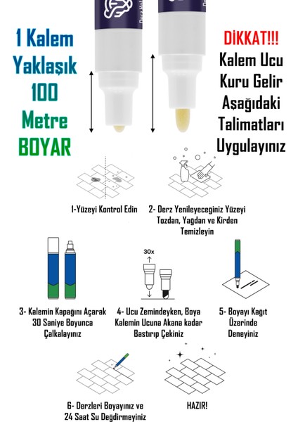 2li Beyaz Derz Kalemi Hızlı Kuruyan Yedek Uç Su Bazlı Kokusuz Derz Dolgu Fayans Yenileme Boyası