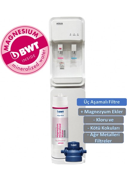 Wodapure Filtreli White Aqua Su Arıtmalı Sebil