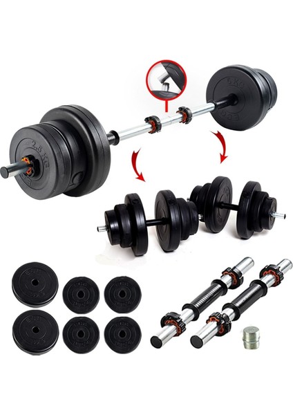 Tekno Trust 22 kg Multifonksiyonel Halter Seti ve Dambıl Seti Ağırlık Fitness Seti