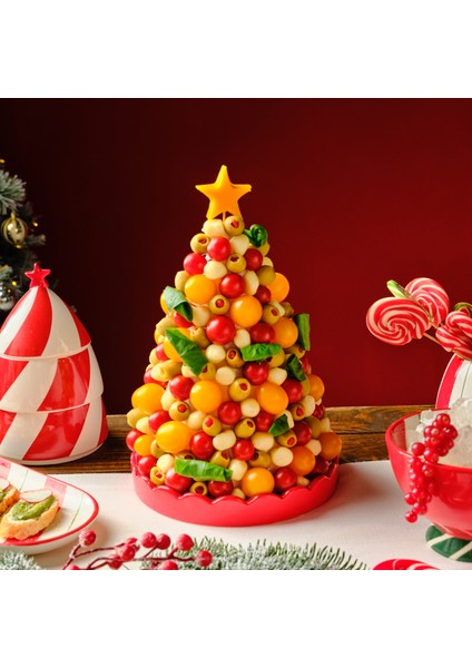 New Year Yılbaşı Candy Stripe Pasta Tabağı 20,5 cm
