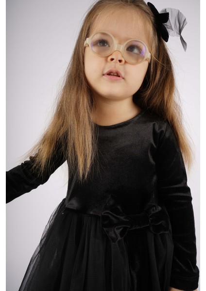 Kız Çocuk Yılbaşı Temalı Fiyonklu Eteği Tül Uzun Kol Elbise indirimleri